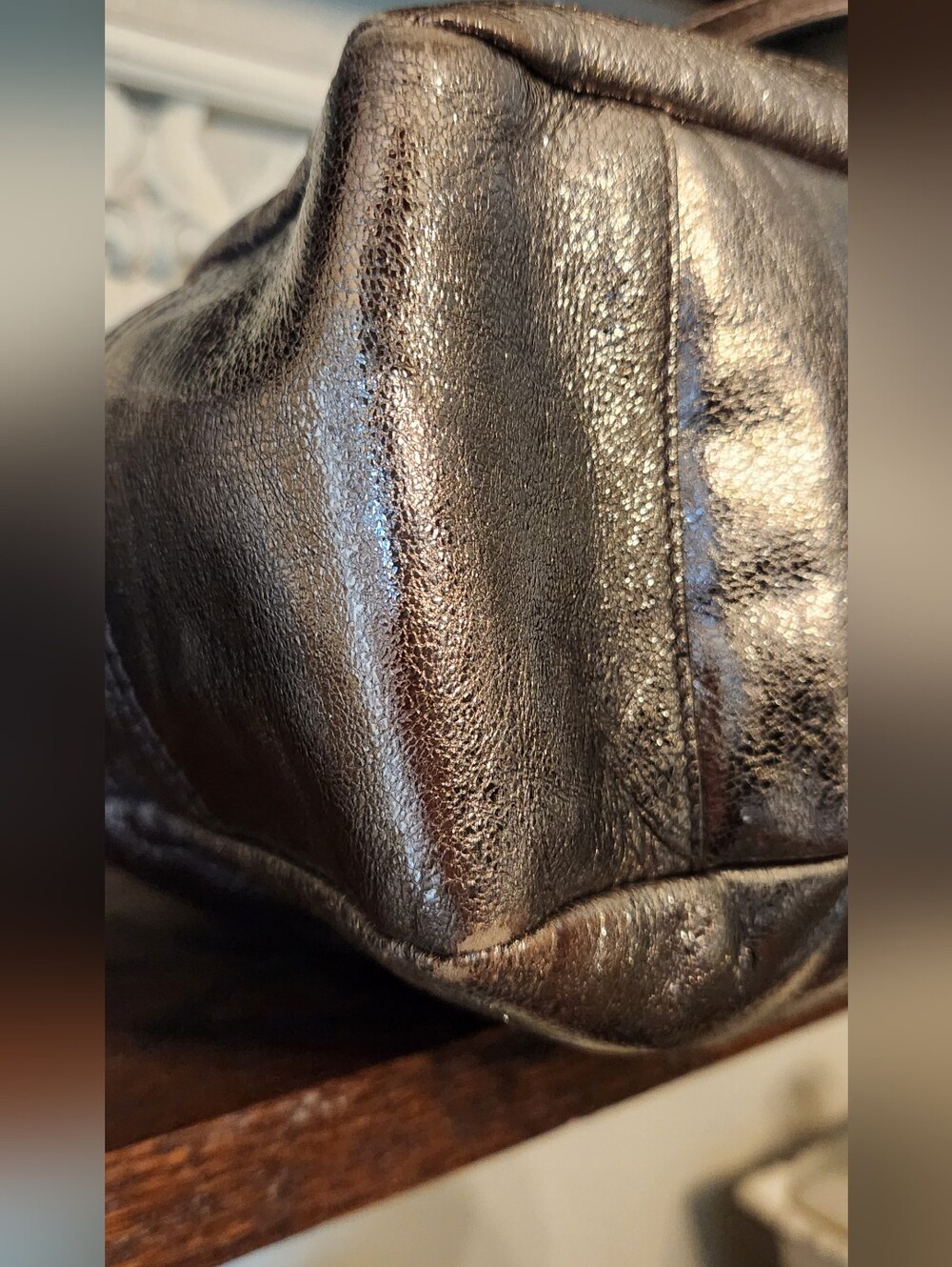 Vintage Y2k Coach Gallery Metallic Silver Pewter Leather Tote Shoulder Bag - Picture 6 of 6